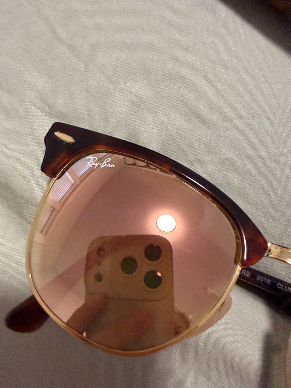 Ray-Ban Clubmaster Sunglasses Tortoise Frame with Rose Gold Lenses - Picture 2 of 5